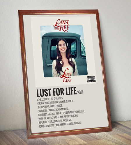 Lana Del Rey Poster Album Lust For Life En Cuadro Vidriado 0