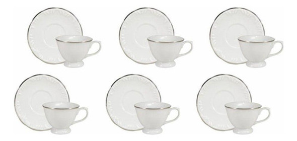 Conjunto De Xícara De Café Com Pires 06 Peças Prata 0