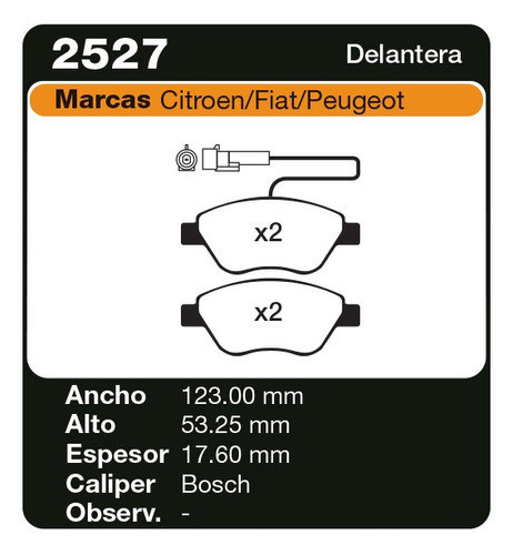 Pastillas Freno Delant. Alfa Romeo Mito 1.4 Turbo - Pf 2527 1