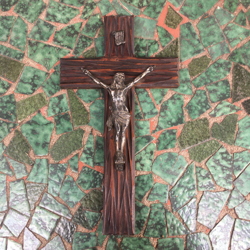 Viejo Crucifijo Cruz De Madera, 40cm De Alto 0