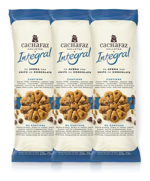 Galletitas Cachafaz Integral De Avena Y Choco Chips 225g. X3 0