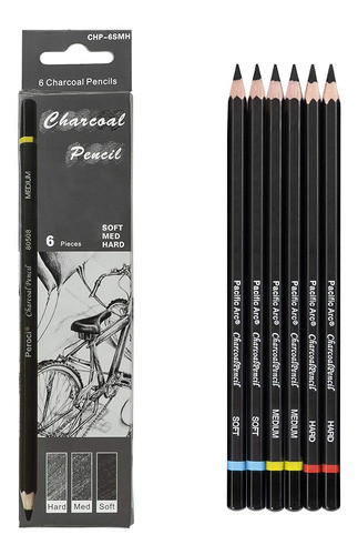 6 Lapices De Dibujo De Carbon Pacific Arc 0