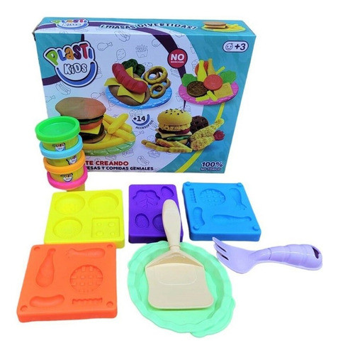Juego De Masas Comida Rapida Plasti Kids  53448 Loony Toys 1