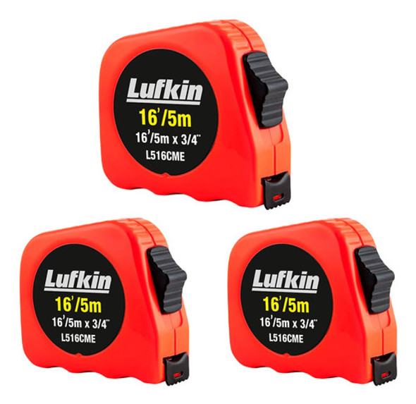 Kit 3 Trena De Bolso Com Trava 5m L500 L516cmed Lufkin 0