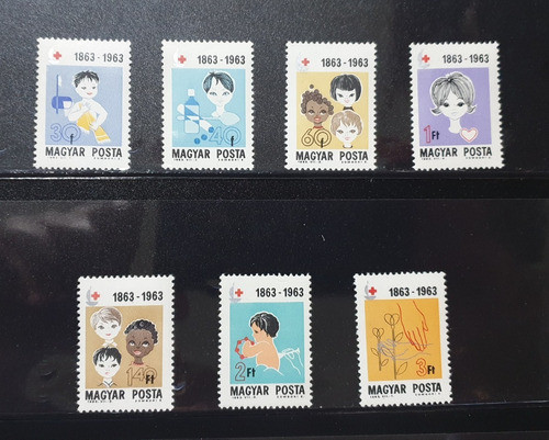 Estampillas De Hungría Tema Cruz Roja 7 Sellos Mint Año 1963 0