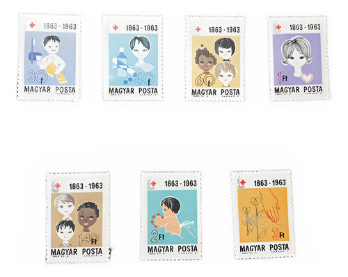 Estampillas De Hungría Tema Cruz Roja 7 Sellos Mint Año 1963 0