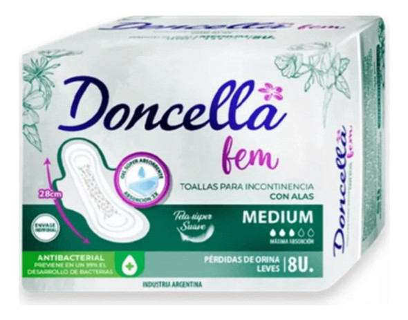 Doncella Fem Toalla De Incontinencia Talle Medium X8 Unid 0