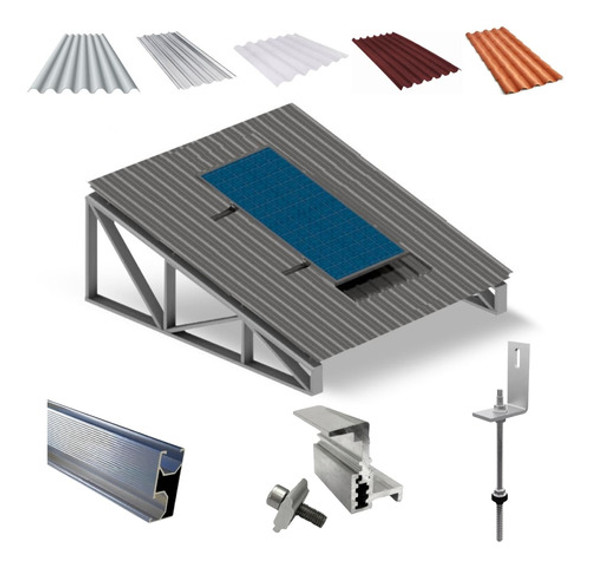 Kit Estrutura Linha C 1,20m P/ 1 Placa Solar Viga Metálica 0