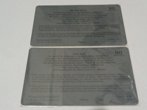 Cartões Telefonicos Tp's Ecológicos Araras Telmat 1