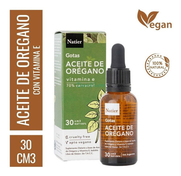 Aceite Esencial De Oregano Natier 30ml 70% Carvacrol 1
