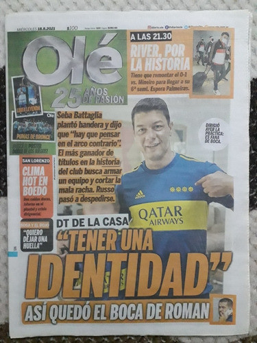 Ole 18 Agosto 2021 Boca Battaglia / Póster Scola Pumas 0