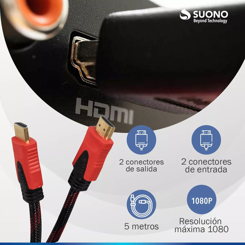 Cable Hdmi 1,5 Mts 1080p Mallado V1.4 Filtros Puntas Doradas 1