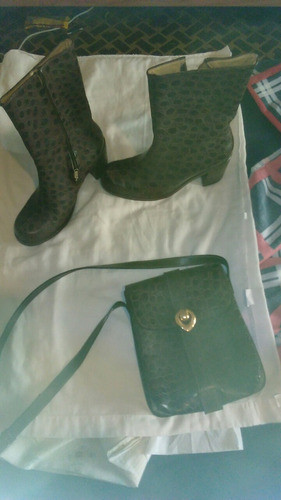 Conjunto De Botas Y Cartera De Cuero Taborelli. 0