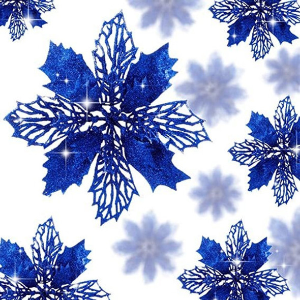Flores Artificiales De Navidad Azul (pack De 16) 0