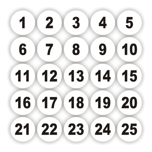 Adesivos Numerados 1 A 500, Fundo Branco, 1,5 Cm Ø 0