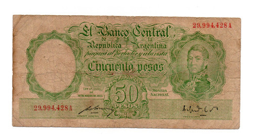 Billete Argentina 50 Pesos Moneda Nacional Bottero 1986 0