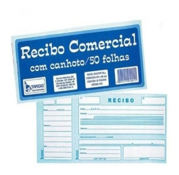 Bloco De Recibo Comercial C/canhoto 50 Fls - Pte 20 0