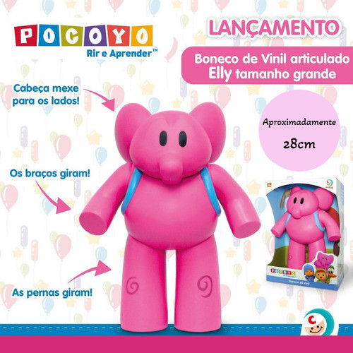 Kit 02 Boneco Pato E Elly Vinil Grande 28cm Original Pocoyo 1