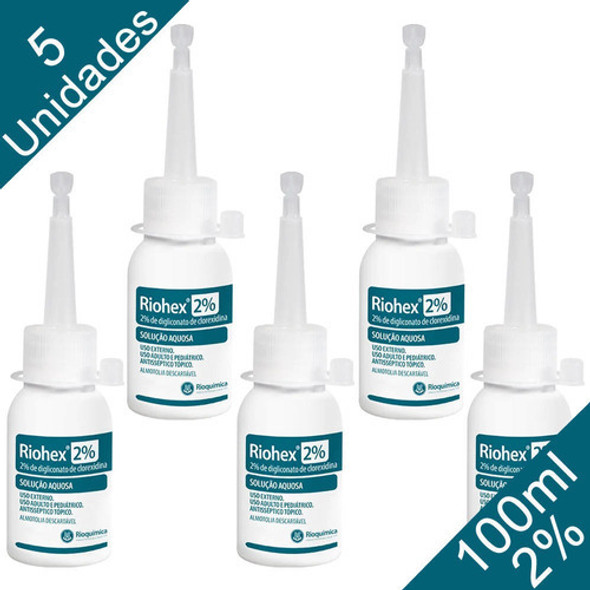 Clorexidina 2% Riohex Solucao Aquosa 100ml 5 Unidades 1