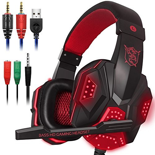 Auriculares P/videojuegos C/micrófono/led/aislación De Ruido 0