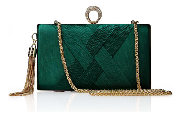 Cartera Clutch De Fiesta Saten Verde Strass Cadena Dorada 0 Cartera Clutch De Fiesta Saten Verde Strass Cadena Dorada 0
