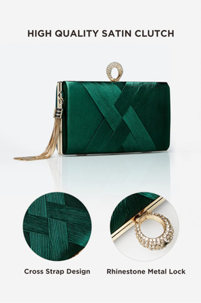 Cartera Clutch De Fiesta Saten Verde Strass Cadena Dorada 1 Cartera Clutch De Fiesta Saten Verde Strass Cadena Dorada 1