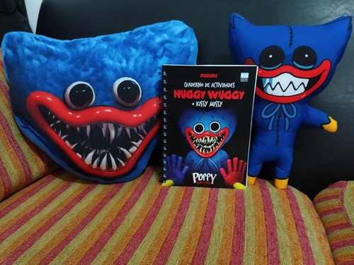 Combo Muñeco Huggy Wuggy + Almohadón Cabeza Huggy + Cuaderno 0