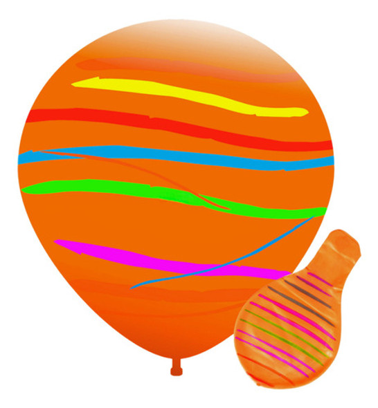 Piñata Globo Super 24  Rayada Naranja X3u - Cotillón Waf 0