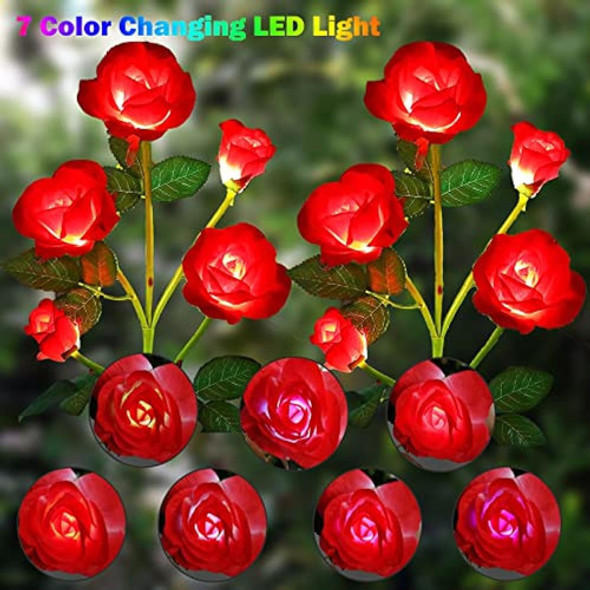 Angmln Paquete De 4 Luces Solares Para Jardín Con Flores Dec 1