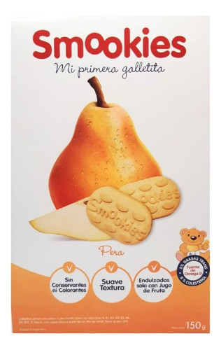Galletitas Orgánicas Smookies De Pera Y Trigo 3 X 150 Gr 0