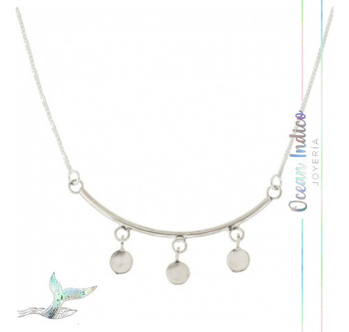 Collar Cadenita Barrita Y 3 Circulos De Plata 925 0