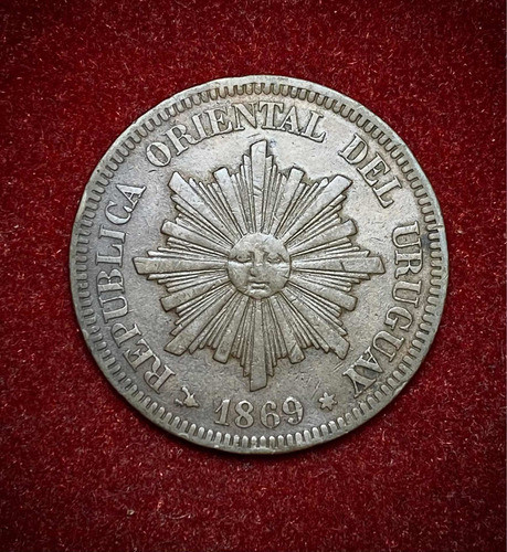 Moneda 2 Centésimos Uruguay 1869 Km 12 Cobre Birmingham 1