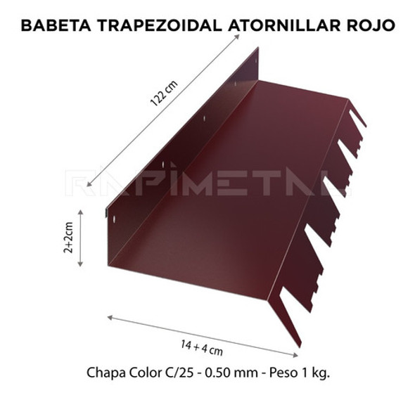 Zingueria Babeta Trapezoidal Atornillar Rojo 1,22 Metros 1
