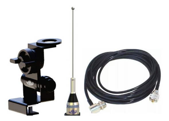 Antena Movel Ars Vhf 1/4 O Cabo Suporte Porta Mala Mv00bc 0