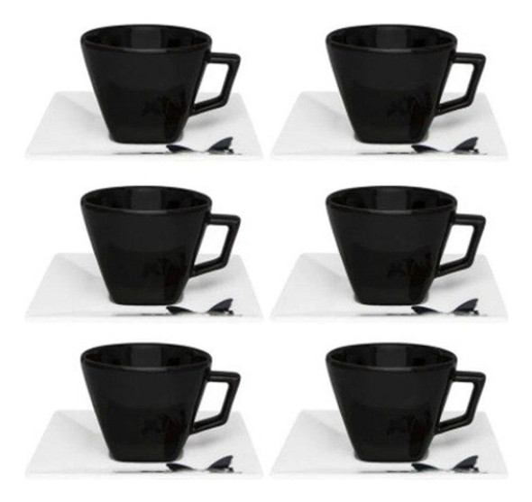 Conjunto Xícara Chá Com Pires 6 Peças Quartier Tattoo Oxford 0