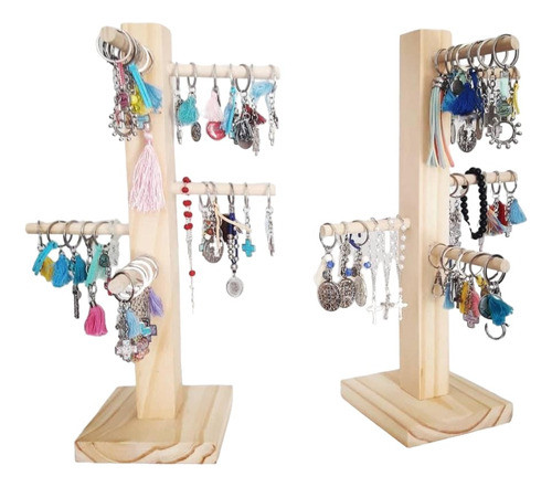 Exhibidor Torre Pulsera Collar Llavero Bijouterie Madera 1