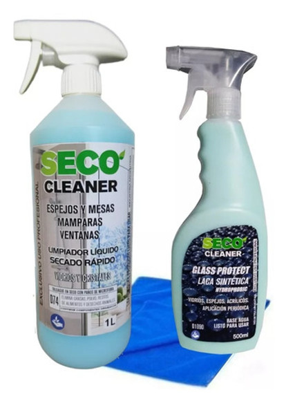 Kit Limpiador 1l Y Laca Para Vidrios Y Espejos 500 Con Paño 0