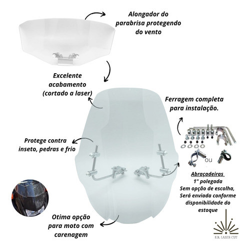 Bolha  Fazer 250  Cristal 4mm + Defletor Regulagel Cristal 1
