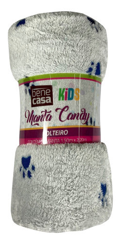 Manta Solteiro Hiper Têxtil Candy 1,50m X 2,20m Doguinho Azu 0