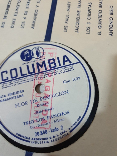 Disco De Pasta-lote De 5 Del Trio Los Panchos-081 0