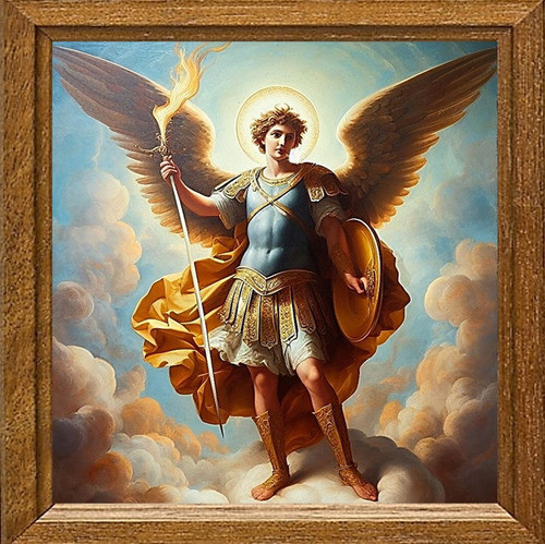 Cuadro De Arte Digital Arcángel Miguel 50x50cm Pieza Única 0