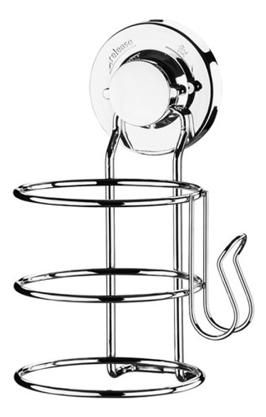 Suporte Porta Secador De Cabelo Fixação Ventosa Cromado 1