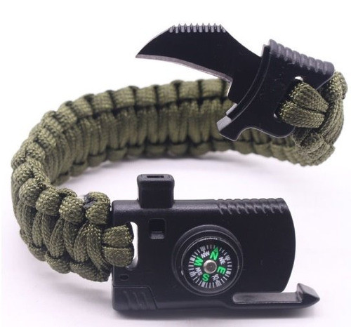 Pulseira Tática Paracord Bussola E Faca Karambi Frete Grátis 1