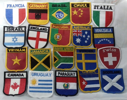 Parche X 6 Unidades. Bordado Escudo Países 6cm. No Sublimado 0