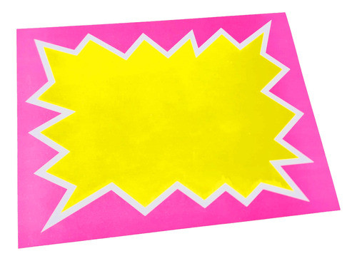 Cartel Oferta Explosivo Estallido Color Flúor 7,5x5cm 100u 1