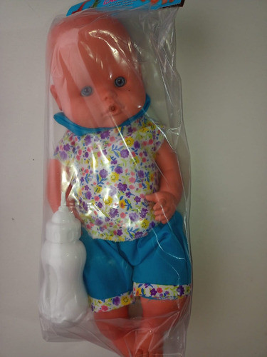 Combo Muñeco Bebote 35 Cm Con Mamadera X 2 Unidades En Bolsa 1