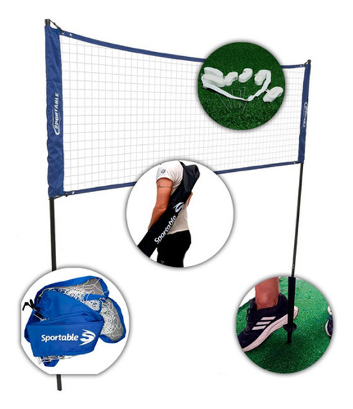 Red De Voley C Estaca 5 M X 2.10 + Cintas 12x5 0