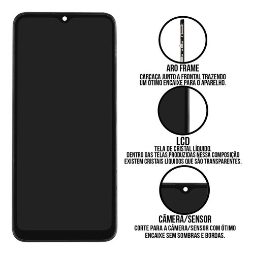 Tela Moto E20 Xt2155 C/aro Display Compatível Com Motorola 1