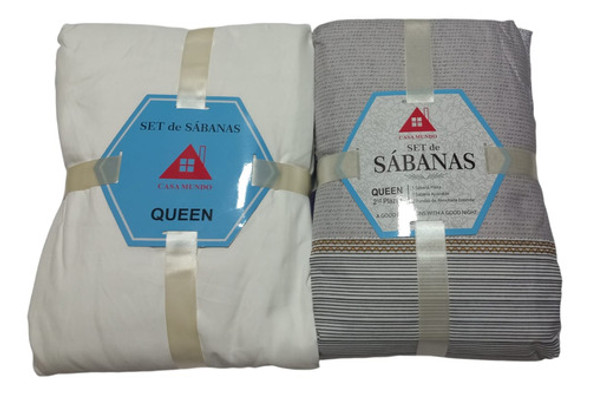 Set X 2 Juego De Sabanas De Algodón Por 2 1/2 Plazas 1