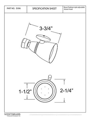Westbrass Chatham Style 2-1/4  Cabezal De Ducha Ajustable, L 1